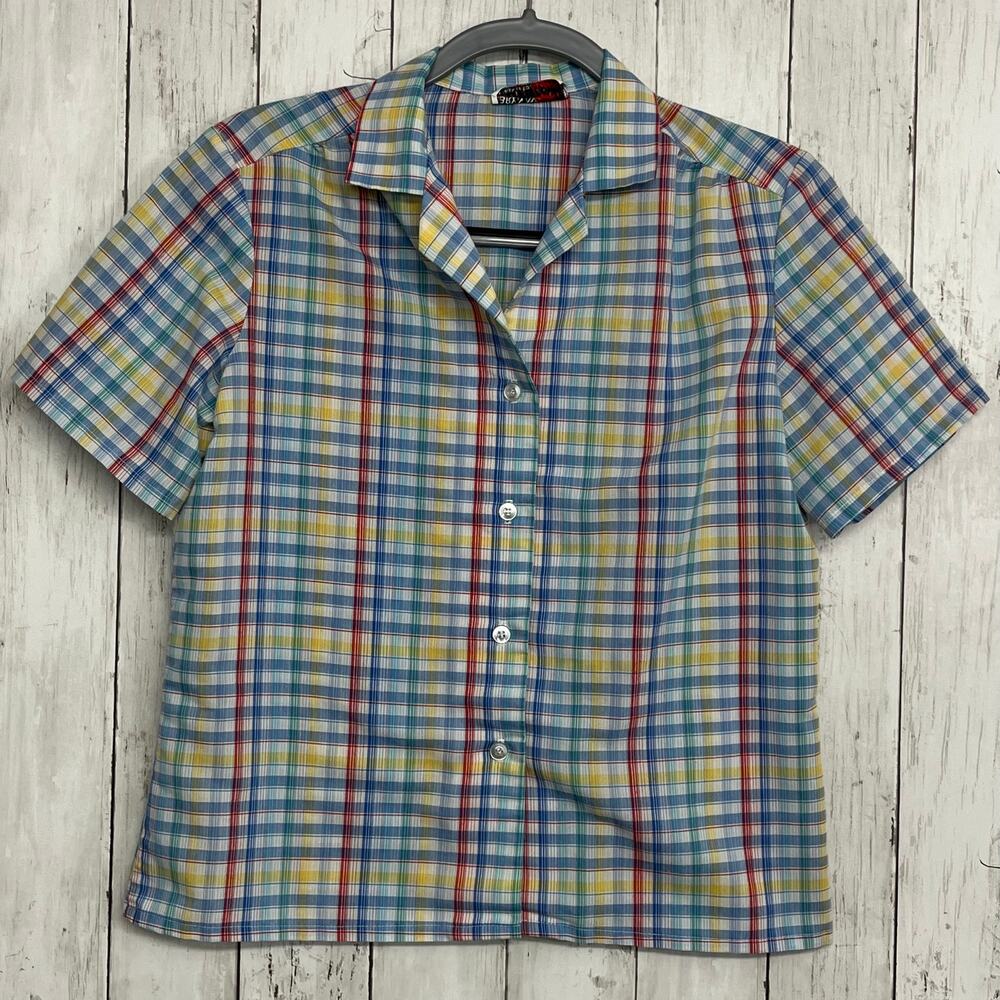 Bryn Mawr Plaid Short Sleeve Button Down Cottage Picnic Light Vintage Shirt 10